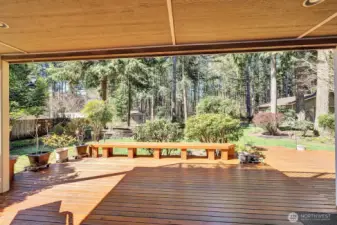 Back deck with access from both kitchen and family room