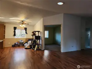 Den/office off the living room with french doors.