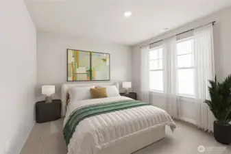 Daylight basement bedroom.