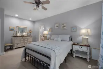 Fits your king, plus dressers, and a seat!  Ample room.