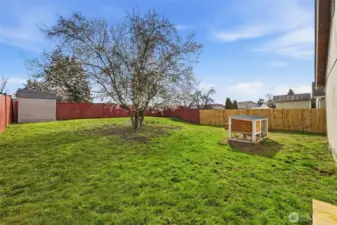 Spacious backyard with plenty of room to play, plant a garden, entertain, or create your own outdoor retreat.