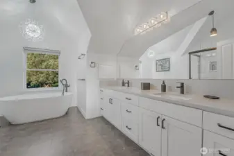 The luxurious 5 piece en-suite. Relax in the soaker tub after a long day.