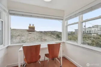 Eating nook for views of the city scape and Space Needle