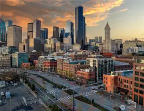 Our Home Condominiums holding a corner at 1st Ave S and Main, where Pioneer Square meets the waterfront