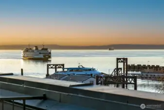 Penthouse View Lounge aligned with ferry movement in and out of Colman Dock