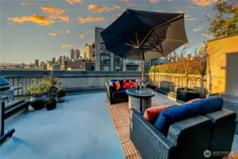 View Rooftop Terrace overlooking Waterfront Park and the Alaskan Way Promenade, ~2–3 blocks away