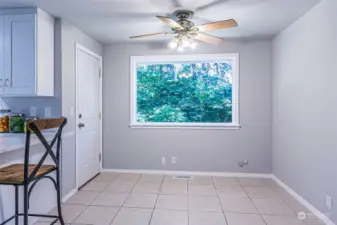 Dining Nook. Door leads out to porch / deck