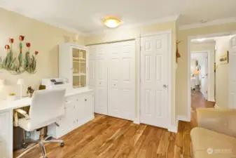 Second bedroom with closet, and closet for water heater and storage.