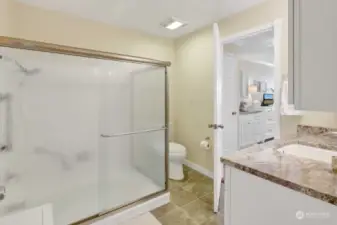 Bathroom with door into the primary.