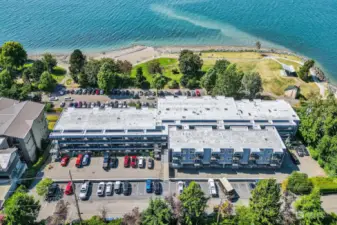 Aerial view of the Spinnaker Reach located above Boulevard Park.