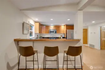 Bar seating at kitchen