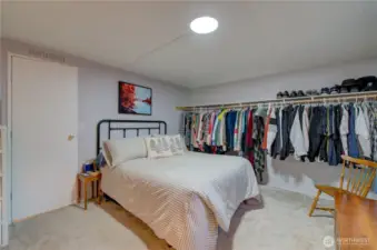 take the closet out and you could fit 2 bunk beds with the queen bed
