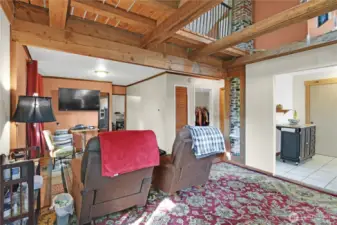 Large living room with a bonus loft above.