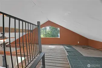 Loft overlooking the living room give's many options