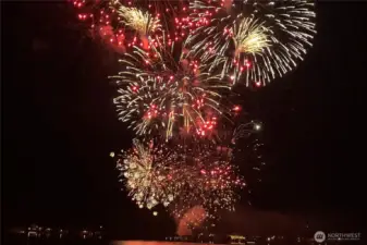 Community fireworks show has been hosted every year frm barge on the lake.