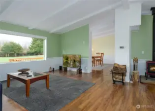 Living area facing dining room