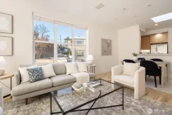 High ceilings make it feel very light and the layout is contemporary and open.