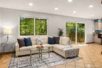 Casual living room in kitchen great room