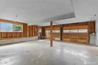 Large, two car garage