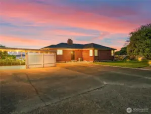 Rear entrance to the property at Twilight