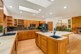 Warm cabinets with updated appliances.