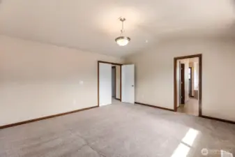 Primary bedroom is very spacious and features an ensuite five piece bath