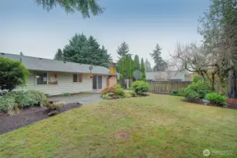 Spacious and private backyard.