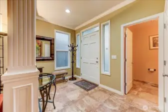 Entry foyer with powder bath