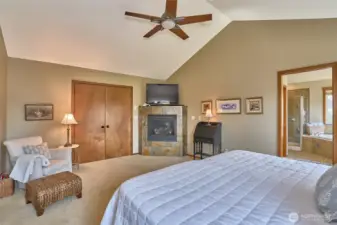 Master bedroom with vaulted ceilings