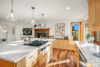 Viking gas range and Miele dishwasher.