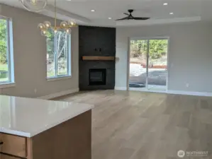 Great Room opens up into Dining and Living Space, propane fireplace