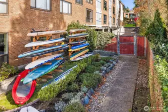 Bike and Paddle Board Storage on site