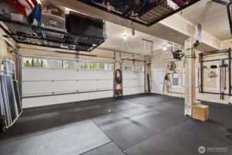 Large three car garage with EV Charging station.