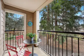 Covered deck easily accessed from the living room.