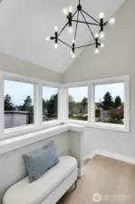 Upstairs landing-- great spot for a desk. The view from these windows is incredible