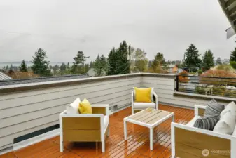 View deck off the primary bedroom (when the fog clears you'll have spectacular sound and mountain views)