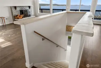 Natural edge finish on staircase surround.