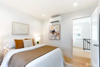 1 of 2 second floor bedrooms with mini split for heat and AC