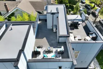 Aerial view of the roof top deck.