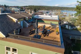 Aerial deck view with water view