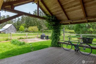 covered porch on the back of the house.