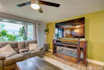 Living room with electric fireplace
