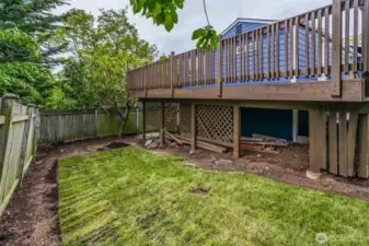 Manageable backyard off the deck.