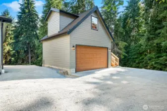 Newly built 2 car garage with loft