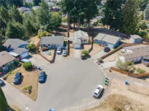 Aerial of House in Cul-De-Sac