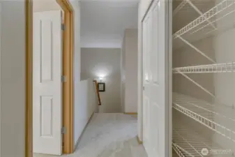 Upstairs offers to large bedroom suites.  And a large closet.