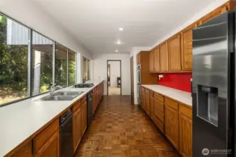 kitchen, view from dining area