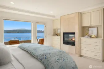 Features two sided fireplace.