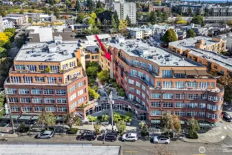 Enjoy the view of the community courtyard and BBQ area from the privacy of your 4th floor deck.
