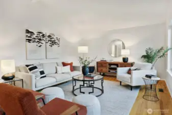 Big, spaces rooms with Vaulted ceilings.